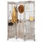 Coffee Wood Metal Folding Room Divider with Mesh Panels